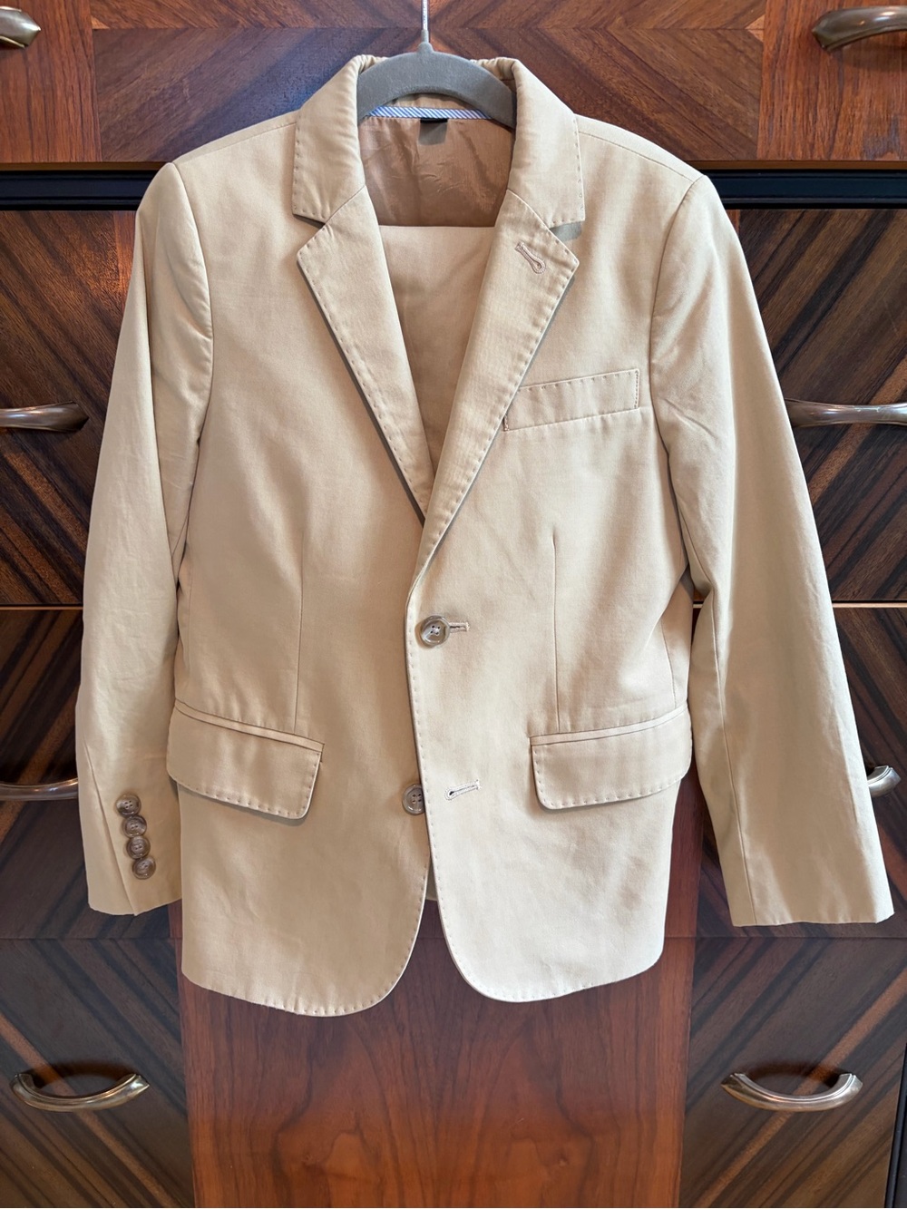 J. Crew Crewcuts size 7 boys khaki cotton suit
